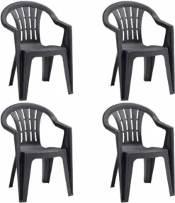 JARDIN Cuba SET 4x Stapelsessel Graphit Kunststoff N01364
