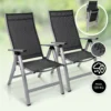 Homeoutfit24 Klappstuhl 2er Set, Gartenstuhl Für Esstisch Balkon Terrasse Klappbar, Gartenstühle Mit Liegefunktion, Gartenstuhl Hochlehner Verstellbar, Leichte Terrassenmöbel Campingstühle Wetterfest