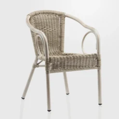 4er-Set ARGOS | Bistro Rattanstuhl | Grau | Rattan | Stapelbar | Gastro Rattanstuhl, Outdoor Rattanstuhl, Terrassen Rattanstuhl