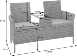 Poly-Rattan Sitzbank Mit Tisch MCW-E24, Gartenbank Sitzgruppe Gartensofa, 132cm Grau, Kissen Dunkelgrau -Deutschland Garten Zier Verkaufs-Shop ea8de24b3ca5820f1d023c56527b94ef