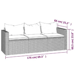 VidaXL 3-tlg. Garten-Lounge-Set Mit Kissen Grau Poly Rattan -Deutschland Garten Zier Verkaufs-Shop eabb96cc359d322dd2ffe8e9aa6593b2