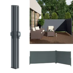 Doppel Seitenmarkise Sichtschutz 160x600cm Sonnenschutz Seitenrollo Eck Markise Anthrazit