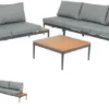 Acamp® PAROS Lounge Set 4-teilig Gartenlounge Sitzecke Lounge 56270, Gestell: Aluminum Pulverbeschichtet, Seitenteile: Akazienholz