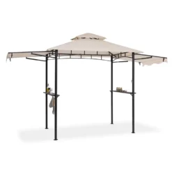 Steakhouse Wings Pavillon 244x260x152cm 160 G/m² Polyester Flammhemmend Stahl Beige
