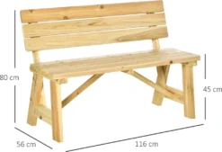 Outsunny Gartenbank 2-Sitzer Parkbank Aus Holz Sitzbank Bis 220 Kg Bank Terrassenbank Mit Rückenlehnen Gartenmöbel Massivholz 116 X 56 X 80 Cm -Deutschland Garten Zier Verkaufs-Shop ec746f39eb8f1baea75a9ae9b60d1e03