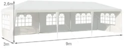 COSTWAY 3x9m Gartenpavillon Partyzelt Mit 5 Abnehmbaren Seitenwände Bierzelt UV Schutz Gartenzelt Faltpavillon Weiß -Deutschland Garten Zier Verkaufs-Shop ec7b88e2bf72648c35800e971306a614