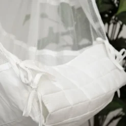 DuneDesign Babyhängematte Baby-Feder-Wiege Mit Spreizstab Befestigungsset | 100% Baumwolle Naturstoff | Kinderhängematte Hängewiege | Babyschaukel In Weiß | Balstbarkeit Max. 15KG -Deutschland Garten Zier Verkaufs-Shop ec8427b2c961c99e087dd53b2c7ba368