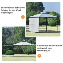 Flieks Pavillon 3x3 Wasserdicht, Gartenpavillon Grillpavillon Mit Seitenwand, Dach Und Pulverbeschichteter Stahl Partyzelt -Deutschland Garten Zier Verkaufs-Shop eca5e254d34bb56d2e89c2bd7e2f1d07 1