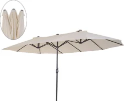 Outsunny Sonnenschirm Gartenschirm Marktschirm Doppelsonnenschirm Terrassenschirm Mit Handkurbel Oval Metall + Polyester Beige 455 X 270 X 240 Cm -Deutschland Garten Zier Verkaufs-Shop ecd149fe86cd8fd57dd07045fdd833ed