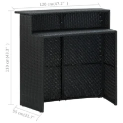 VidaXL Garten-Bartisch Schwarz 120x55x110 Cm Poly Rattan -Deutschland Garten Zier Verkaufs-Shop ed05b635713e548ed5436c70af3bef17