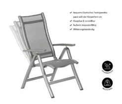 Dehner Klappsessel Chicago, Hochlehner, 109 X 63 X 68 Cm, Aluminium/Textilene, Grau -Deutschland Garten Zier Verkaufs-Shop ed5d6bd59552dbf932a21f5f83fd3eee