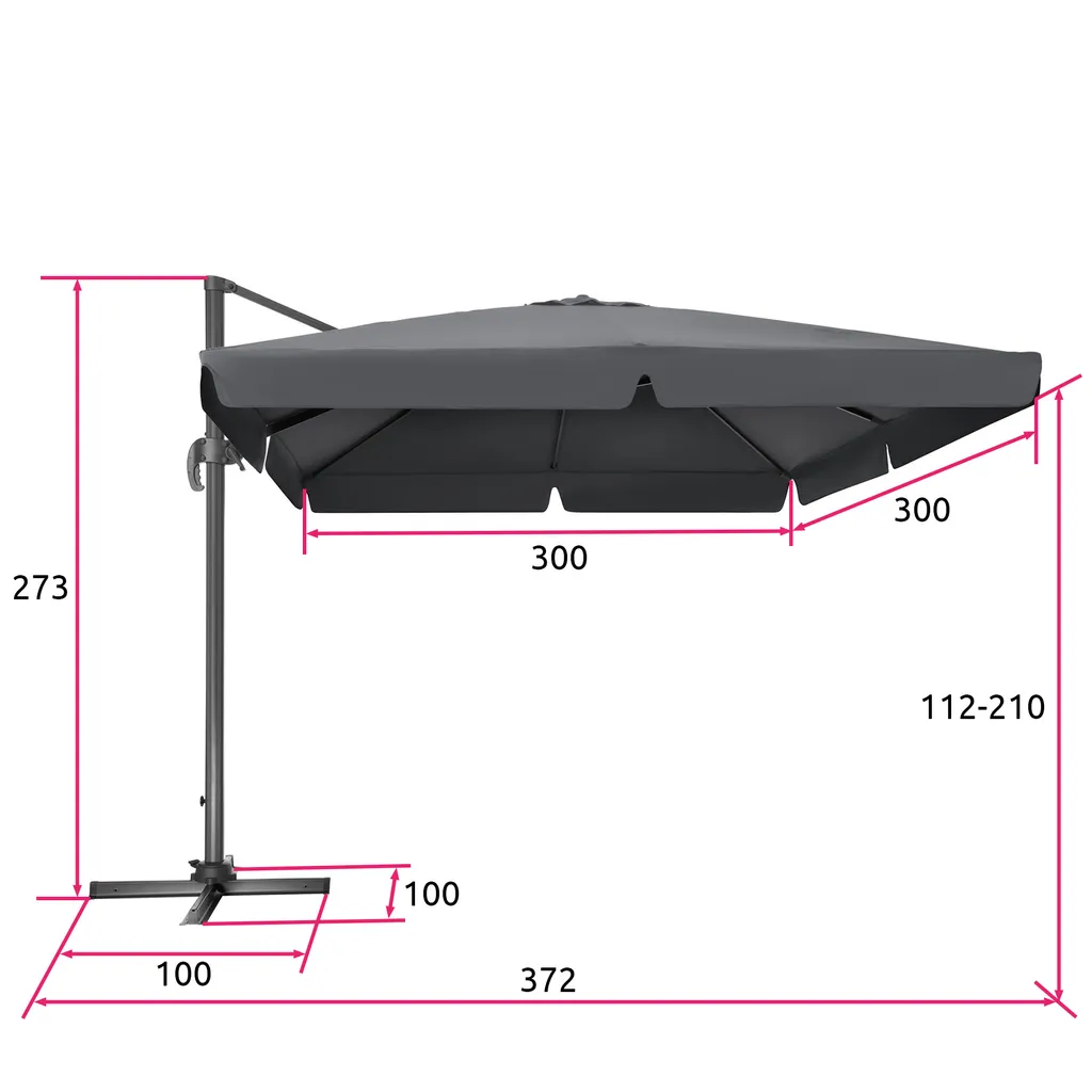 Tectake Sonnenschirm Ampelschirm 424cm Mit Fußpedal - Grau 2 Tectake Sonnenschirm Ampelschirm 424cm Mit Fußpedal - Grau – Bild 2