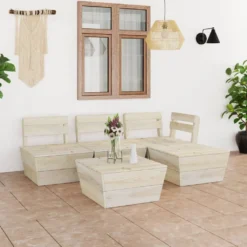 VidaXL 5-tlg. Garten-Paletten-Lounge-Set Imprägniertes Fichtenholz