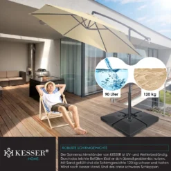 KESSER® Sonnenschirmständer 4-teilig Schirmgewicht Schirmständer Für Ampelschirm Bodenkreuz 90 Liter / 120 Kg Befüllbar Mit Wasser Oder Sand Inkl. Metallverbinder Ampelschirmständer Kunststoff, Farbe:Schwarz -Deutschland Garten Zier Verkaufs-Shop edf6ec5afc82db81fd88a5f3fef7196a