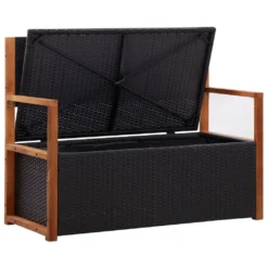 VidaXL Bank Mit Stauraum 115 Cm Poly Rattan Massivholz Akazie Schwarz -Deutschland Garten Zier Verkaufs-Shop ee283e9a8a3ba067ff57cefcd5db561f