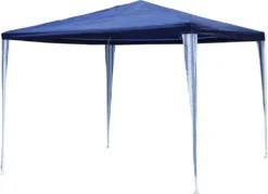 LEX Pavillon 3 X 3 M, PE Gewebe, Metallgestänge, Blau/Weiß