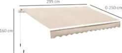 Outsunny Markise Gelenkarmmarkise Sonnenschutz Balkon Creme 3x2,5m -Deutschland Garten Zier Verkaufs-Shop eed939b5ee9f04a92437af87c20e5ae2