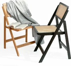 LIM HOME | Interior Trend Essstuhl Klappstuhl Aus Holz Und PVC- Wiener Geflecht | Schwarz