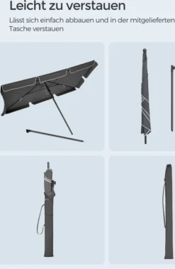 SONGMICS Sonnenschirm 200 X 125 Cm, UPF 50+, Sonnenschutz, Beidseitig Um 30° Knickbar, Höhenverstellbar, Mit Aufbewahrungstasche, Grau GPU25GY -Deutschland Garten Zier Verkaufs-Shop ef8fd9ee39eeeb9e8f1f56eeb861feb5