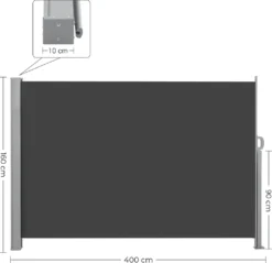 SONGMICS Seitenmarkise, Sichtschutz, 160 X 400 Cm, Ausziehbar，Markise, Aus 220 G/m² Polyester,Blickdicht, Seitenrollo, Für Balkon, Terrasse, Garten, Anthrazit GSA564G01 -Deutschland Garten Zier Verkaufs-Shop efae80d7c158ea3ed341775d4c9457af
