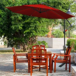 Lospitch 3m Sonnenschirm Ampelschirm Gartenschirm Terrassen UV40+ Marktschirm,Rot,3m -Deutschland Garten Zier Verkaufs-Shop efcf1b294e1e515bb1fd0cdfffa71cec