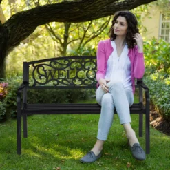 Relaxdays Gartenbank Metall Welcome -Deutschland Garten Zier Verkaufs-Shop f058248b7959c477f3703b45be69cb79