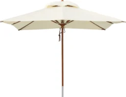 Anndora Sonnenschirm Gartenschirm 3x3m Eckig Natural Winddach UV-Schutz - Ohne Teleskop | Natural 2