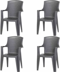 PROGARDEN Eden SET 4x Stapelsessel Anthrazit Kunststoff M73551