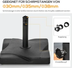 Outsunny Sonnenschirmständer 20 Kg Schirmständer Für Sonnenschirm Schirmstangen 30-38 Mm Sonnenschirmfuß Für Garten Terrasse Balkon Zement 41,5 X 41,5 Schwarz -Deutschland Garten Zier Verkaufs-Shop f0feefe771dc53ad8c32493bcb0bd860