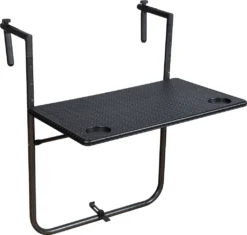 Balkontisch VENTANA Mit Rattan Optik - Eckig - Universal Balkon Hängetisch Höhenverstellbar Und Klappbar