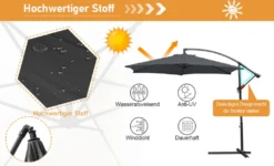 EINFEBEN 3.5m Sonnenschirm Ampelschirm Balkonschirm Marktschirm UV40+ Gartenschirm,Grau -Deutschland Garten Zier Verkaufs-Shop f13d38e3bec868b330e0d85592732f75