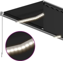 VidaXL Gelenkarmmarkise Mit Volant & LED 3x2,5 M Anthrazit -Deutschland Garten Zier Verkaufs-Shop f20f2373a853e39b325031a7e9a2cbce