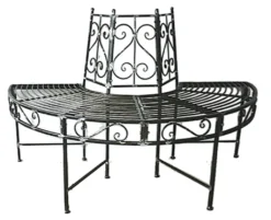 Jardinion Baumbank-Halbkreis Sitz Gartenbank Pulverbeschichtet Rost-Optik 124 X 63 X 82cm - Anthrazit