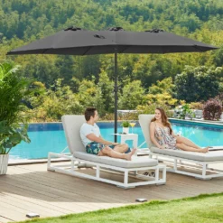 SONGMICS Doppelsonnenschirm 460 X 270 Cm, UV-Schutz Bis UPF 50+, Terrassenschirm, Mit Kurbel, Ohne Ständer, Grau GPU36GY -Deutschland Garten Zier Verkaufs-Shop f2b48f5e0d493c77b4fa03bb029b4c4b