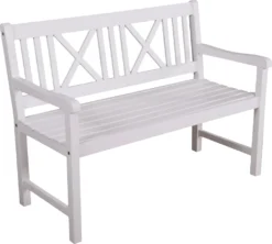 Garden Pleasure Gartenbank Bank MALMÖ 2-Sitzer B 120 X T 59 X H 89 Cm, Bank Aus Weiß Lackiertem Eukalyptus-Holz -Deutschland Garten Zier Verkaufs-Shop f2c4882614a75c39290899cf2121584b