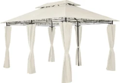 Mondeer Gartenpavillon 3x4m Premium Pavillon Seitenwänden Mit Reißverschlüssen Metallrahmen Stabil 180g/m² Dachplane Wasserdicht Luxus Modern Stil, Beige