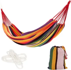 MODERN HOME Hängematte Doppelhängematte Für 1-2 Personen Outdoor Baumwolle Tragbar Garten Camping Hängematte Belastbarkeit 150kg Rainbow Geeignet Für Reise XXL GW-906