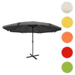 Sonnenschirm Carpi Pro, Gastronomie Marktschirm Mit Volant Ø 5m Polyester/Alu 28kg Anthrazit Ohne Ständer