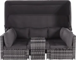 Merax Gartenmöbelset Polyrattan Mit Sonnendach Und Kissen Für 5 Personen, Loungeset Balkonmöbel Set Mit 3-Sitzer Sofa Inkl. Dach, 2x Einzelsessel, 1x Ottoman, 1x Tisch, 194 X 128 X 157 Cm -Deutschland Garten Zier Verkaufs-Shop f57fdf3ff08ad8f9029df912dc154651