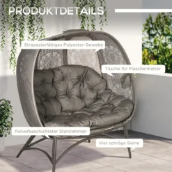Outsunny Gartenstuhl 2-Sitzer, Korb-Stuhl Mit Faltbarem Korb, Papasansessel Mit Kissen, Loungesessel Für Balkon, Terrasse, Stahl, Sand, 126 X 75 X 142 Cm 15 Outsunny Gartenstuhl 2-Sitzer, Korb-Stuhl Mit Faltbarem Korb, Papasansessel Mit Kissen, Loungesessel Für Balkon, Terrasse, Stahl, Sand, 126 X 75 X 142 Cm -Deutschland Garten Zier Verkaufs-Shop f5852086b1aceea04275eb7a5bce55bd