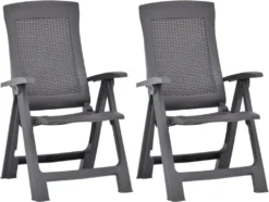 Verstellbare Gartenstühle 2er Set Garden Chair Esszimmerstühle Sessel | Garten Stapelstuhl Hochlehner Kunststoff Moccafarben - 8043