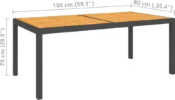 VidaXL Gartentisch 150x90x75 Cm Poly Rattan Und Akazienholz Schwarz -Deutschland Garten Zier Verkaufs-Shop f62671eae39a4ae31515f4dbdd4f67e5
