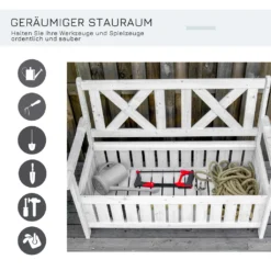 Outsunny Sitzbank Mit Stauraum 2-Sitzer Gartentruhe Truhenbank Kissentruhe Aufbewahrung Weiß 115 X 61 X 85 Cm 13 Outsunny Sitzbank Mit Stauraum 2-Sitzer Gartentruhe Truhenbank Kissentruhe Aufbewahrung Weiß 115 X 61 X 85 Cm -Deutschland Garten Zier Verkaufs-Shop f691a03892e4f00cdf631e9289093a38