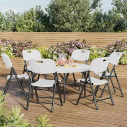 2er-Set MIO | Partytisch | Ø 122 Cm | Weiß | Klappbar | Party Klapptisch, Buffettisch, Banketttisch -Deutschland Garten Zier Verkaufs-Shop f6de432fcc4afd63590b56d6f02bce55