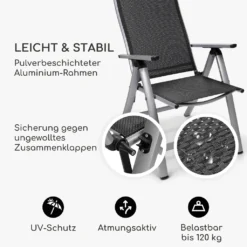 Homeoutfit24 Klappstuhl 2er Set, Gartenstuhl Für Esstisch Balkon Terrasse Klappbar, Gartenstühle Mit Liegefunktion, Gartenstuhl Hochlehner Verstellbar, Leichte Terrassenmöbel Campingstühle Wetterfest -Deutschland Garten Zier Verkaufs-Shop f7749093d1cf1accc99ecd2c7dc8cc81