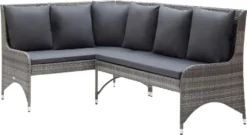 VidaXL Garten-Ecksofas 2 Stk. Poly Rattan Grau