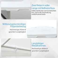 HOMCOM Outsunny Pavillon Partyzelt Gartenpavillon Gartenzelt Festzelt Mit Seitenwänden Metall + PE Weiß + Schwarz 4 X 3 M -Deutschland Garten Zier Verkaufs-Shop f7f0d2df3e8b1e994fab98b8e2b26fb8