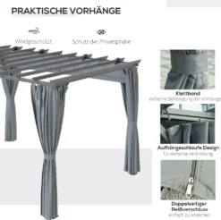 Outsunny Pergola-Pavillon Mit Einstellbarem Stoffdach Witterungsbeständig Wasserabweisend Sonnenschutz Polyester Stahl Grau 3,6 X 3 X 2,27 M -Deutschland Garten Zier Verkaufs-Shop f80bbf78ae1fd37a214f3a2eb63110e8