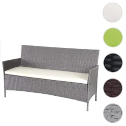 3-Sitzer Poly-Rattan Gartenbank Hamar, Sitzbank Grau, Kissen Creme -Deutschland Garten Zier Verkaufs-Shop f80c9c5d0dbeb83385df221dc29b4105