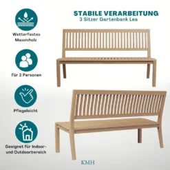 KMH® TEAK 3-sitzer Bank *Lea* O.A. -Deutschland Garten Zier Verkaufs-Shop f914330afee4e54a4f2251918568a361